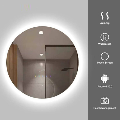 آینه هوشمند 10.1 اینچی لمسی، آینه حمام گرد LED IP65 PCAP